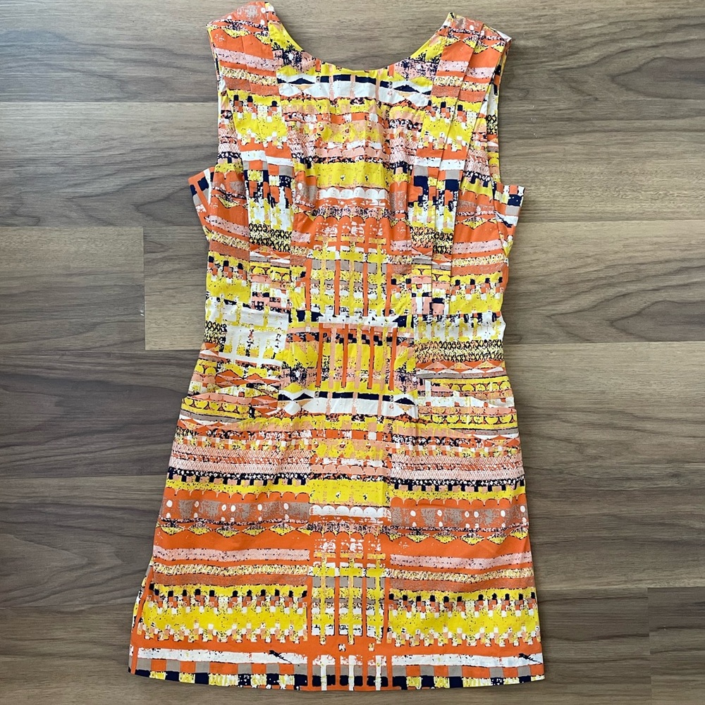 Anthropologie Plenty by Tracy Reese Yellow Orange Abstract Shift Dress Size 12